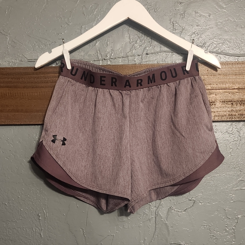 Under Armour Women's Size S Heathered Plum Purple Athletic Unlined Shorts